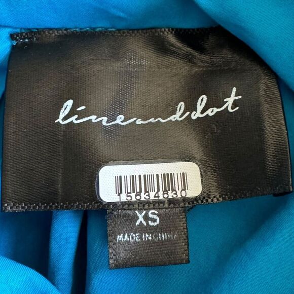 🍀 Line and Dot Women's Celeste Mini Dress Blue Ruffle Cotton Tiered Cutout XS - Picture 11 of 12